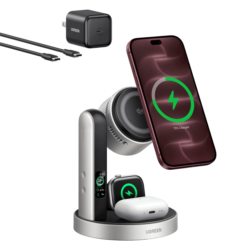UGREEN MagFlow Pro Qi2 25W 3-in-1 Wireless Charger