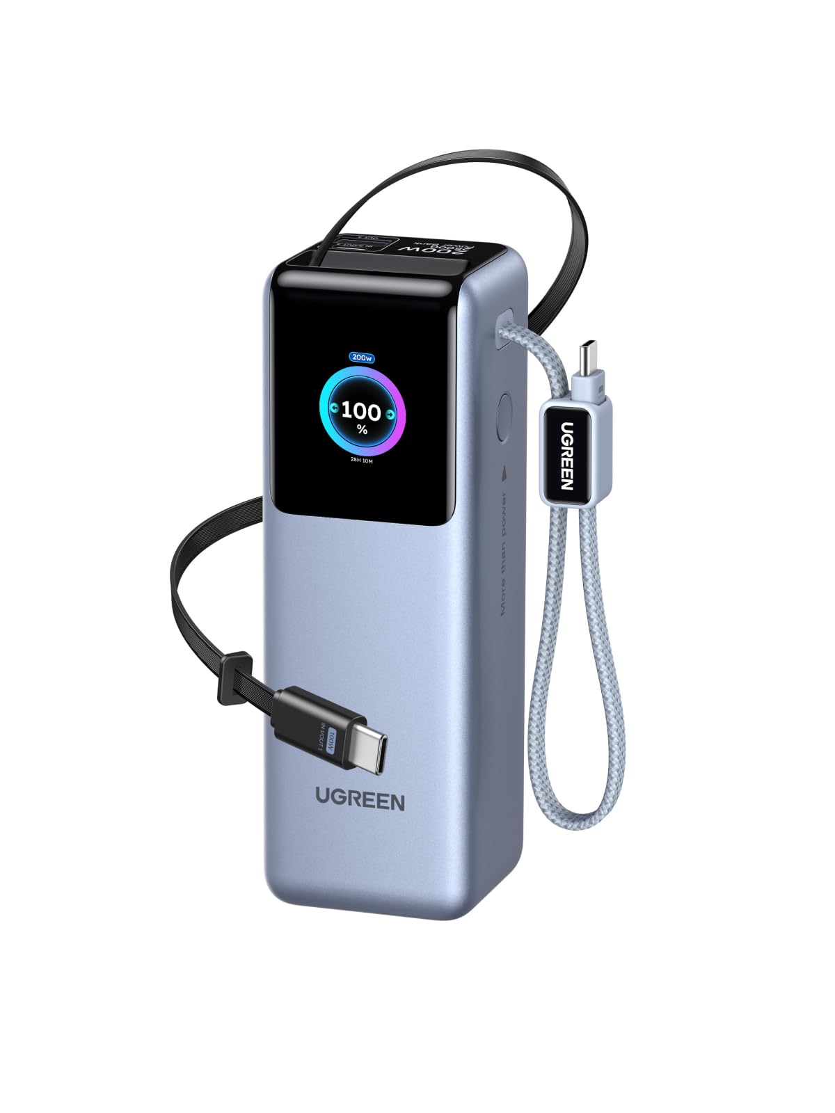 UGREEN 200W Power Bank 25000mAh Fast Charging Built-in Cable