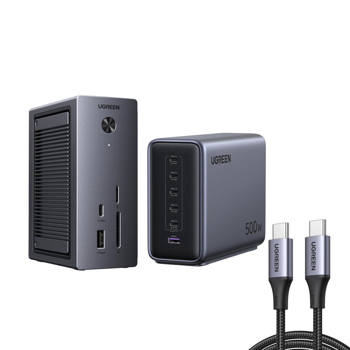UGREEN 500W Charger + 10-in-1 USB-C Hub Bundle