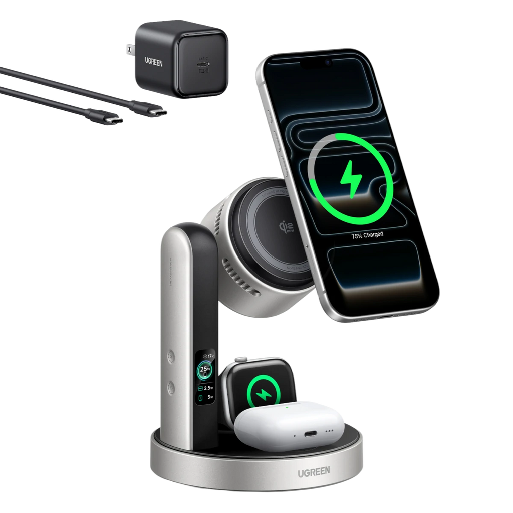 UGREEN MagFlow Pro Qi2 25W 3-in-1 Wireless Charger