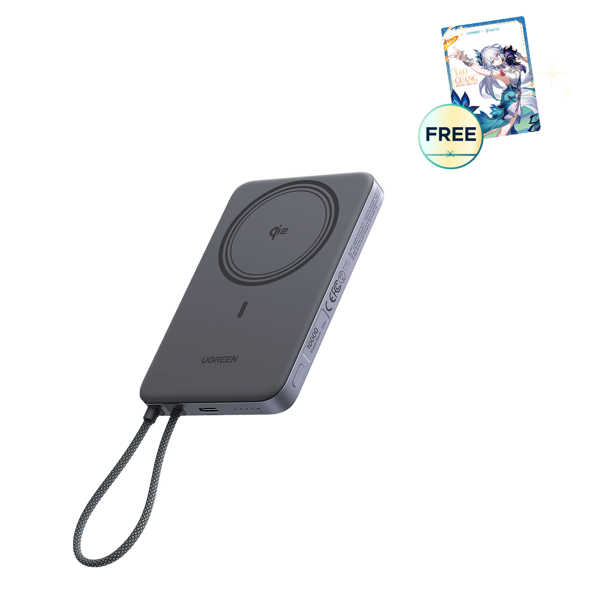 UGREEN MagFlow Air Magnetic Power Bank (10000mAh, Qi2 15W)