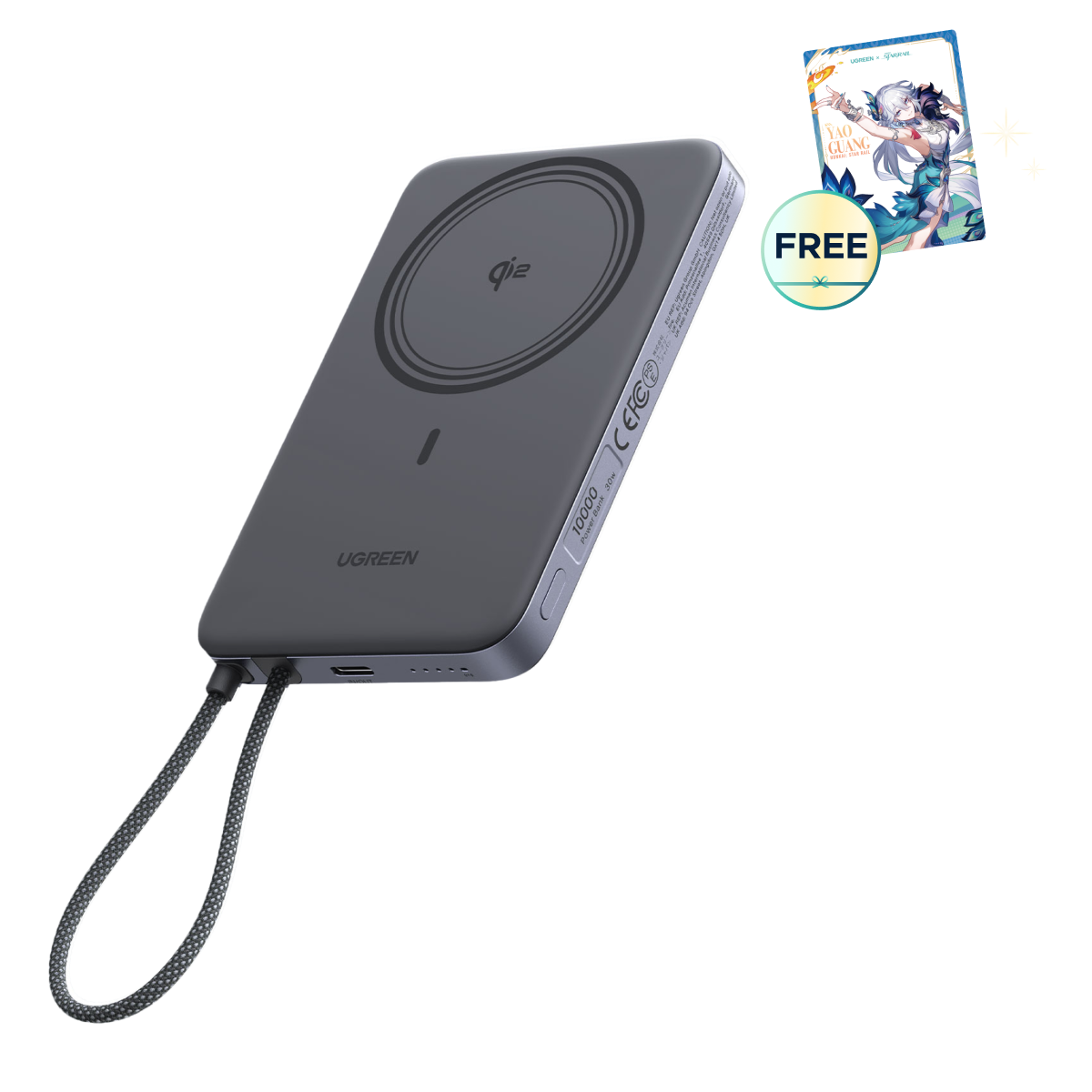 UGREEN MagFlow Air Magnetic Power Bank (10000mAh, Qi2 15W)