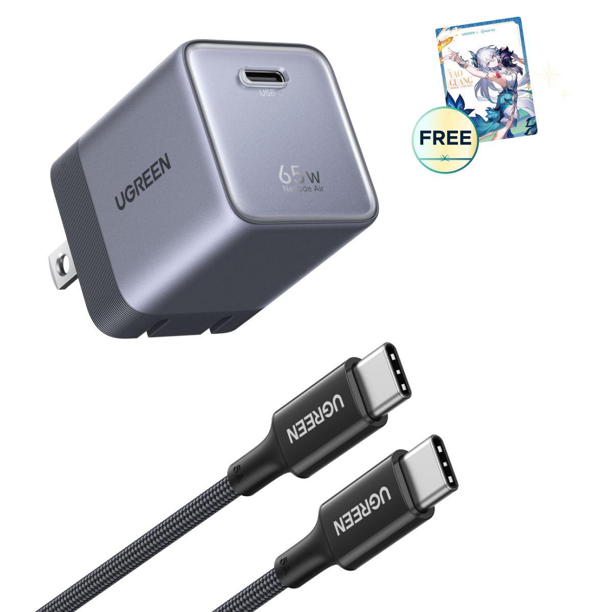 UGREEN Nexode Air USB-C Charger (65W, GaN, Foldable Plug)