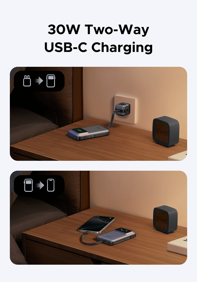 UGREEN Uno Power Bank 10000mAh 30W, UGREEN power bank TFT smart display with status emoji