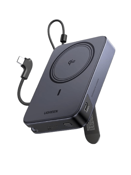 UGREEN 10000mAh Qi2 15W Magnetic Power Bank with Built-in USB-C Cable
