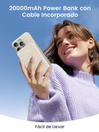 UGREEN 20000mAh 22.5W Power Bank Portable Battery with Built-in USB C Cable