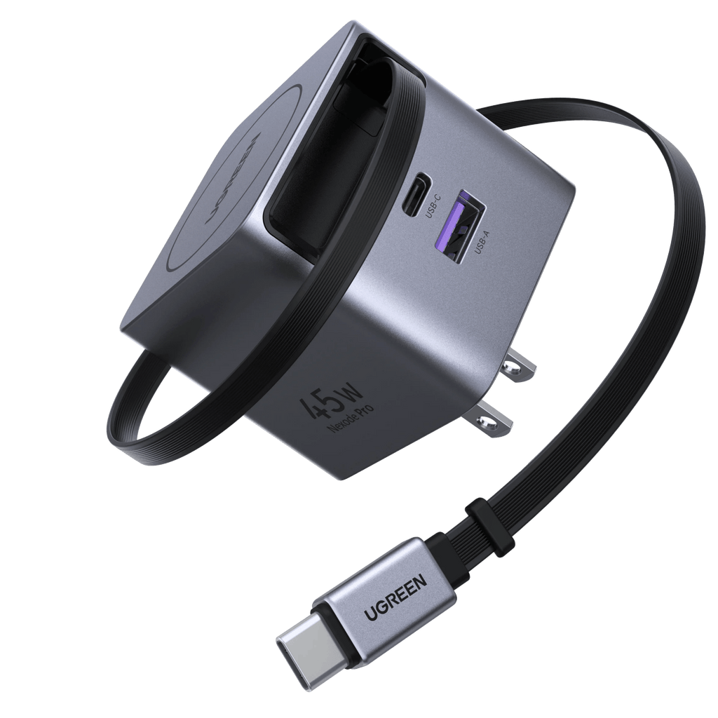 UGREEN 45W 3 in 1 GaN USB-C Charger with Retractable Cable