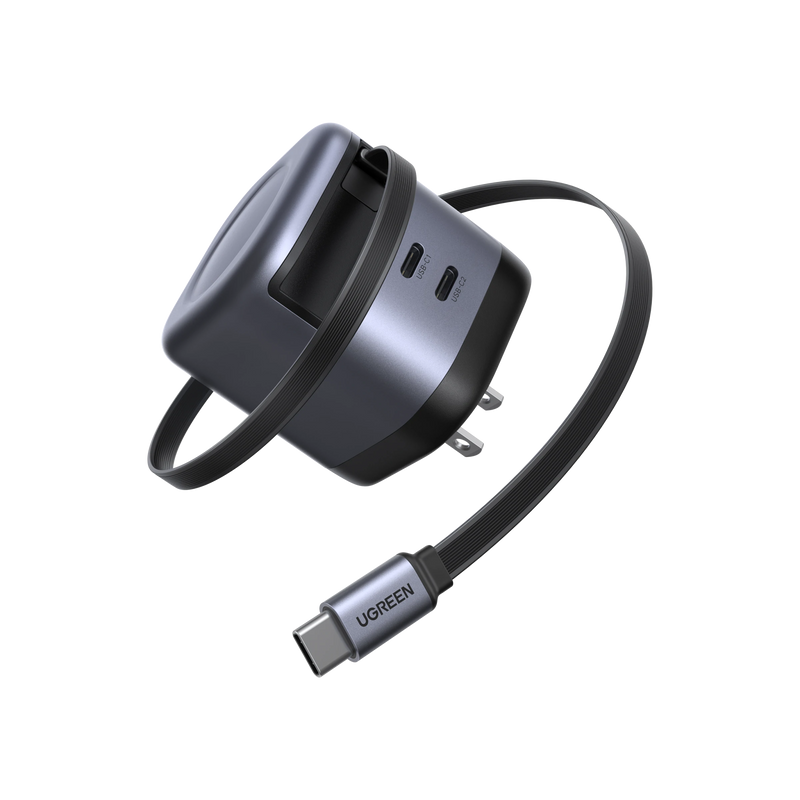 UGREEN Nexode 45W 2-Port Charger with Retractable Cable