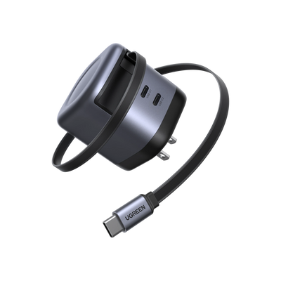 UGREEN 45W 3 in 1 GaN USB-C Charger with Retractable Cable