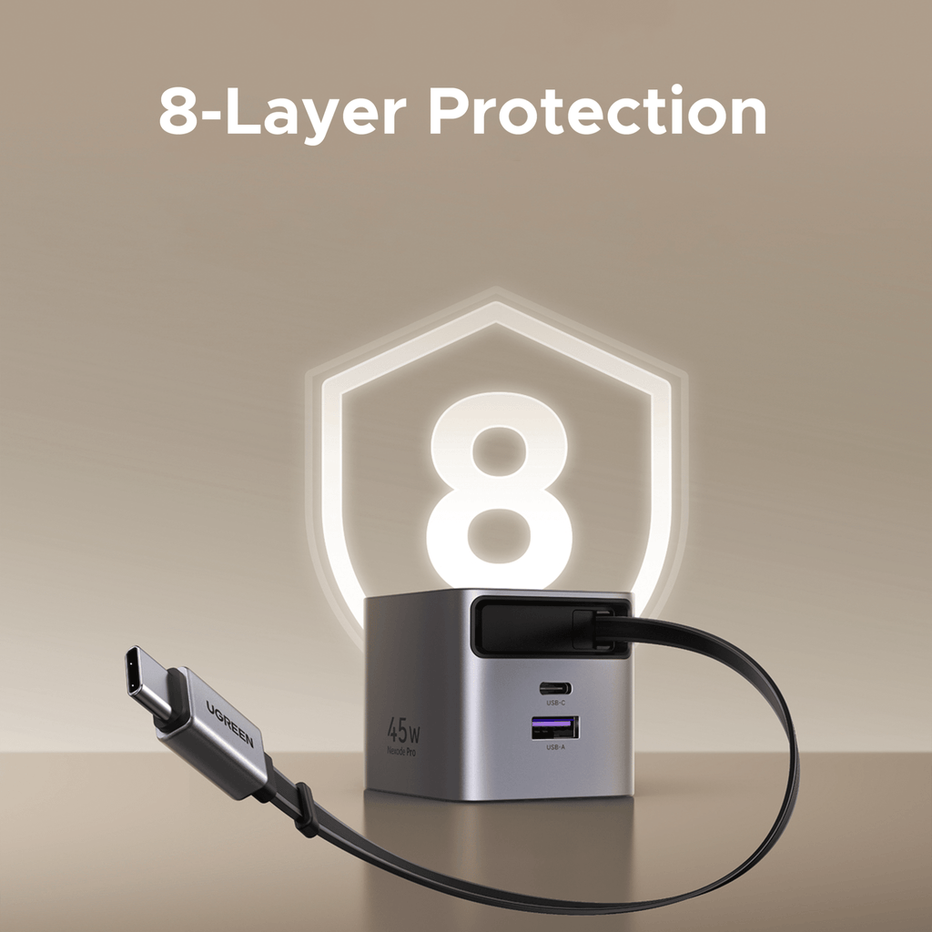 UGREEN 45W 3 in 1 GaN USB-C Charger with Retractable Cable