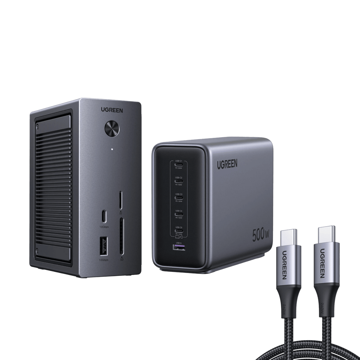 UGREEN 500W Charger + 10-in-1 USB-C Hub Bundle