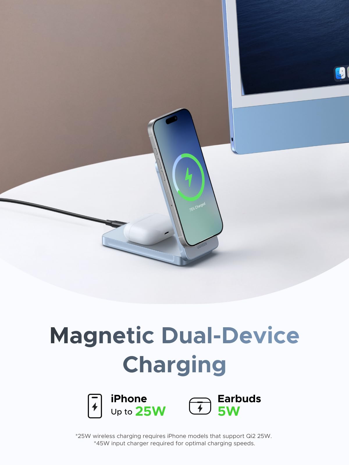 UGREEN MagFlow 2-in-1 25W Magnetic Wireless Charger – UGREEN US