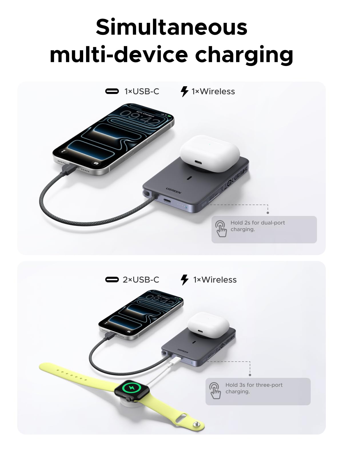 UGREEN Magflow Qi2.2 25W Slim Power Bank 10000mAh
