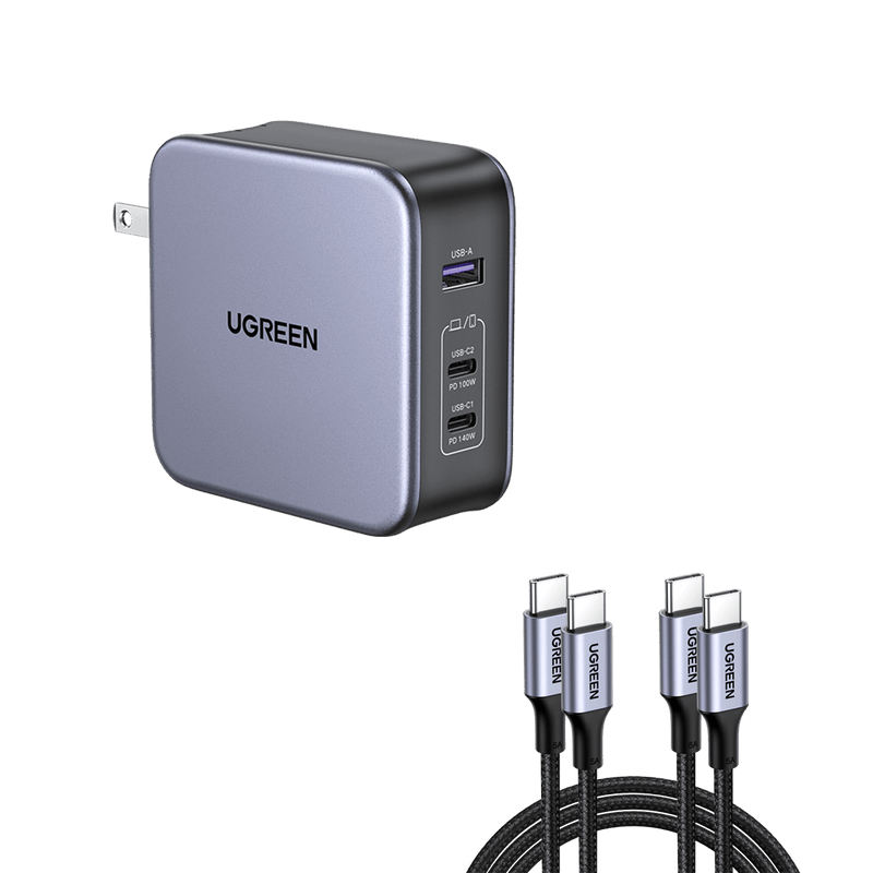 UGREEN Nexode 140W USB C GaN Charger-3 Ports Wall Charger Bundle