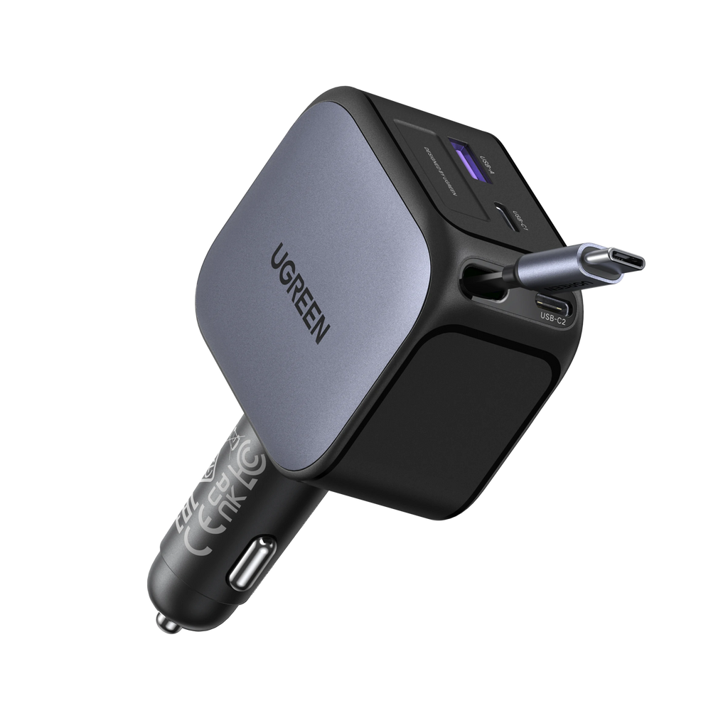 UGREEN Nexode Car Charger 145W with Retractable USB-C Cable