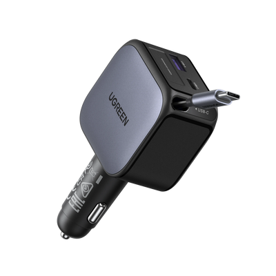 UGREEN Nexode Car Charger 60W with Retractable USB-C Cable