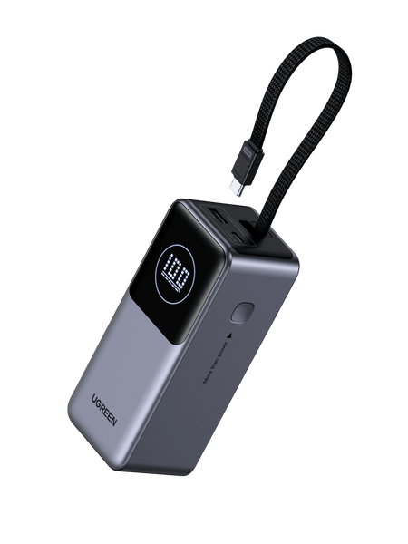 UGREEN 20000mAh Power Bank - Built-in Cable & 3-Device Charging