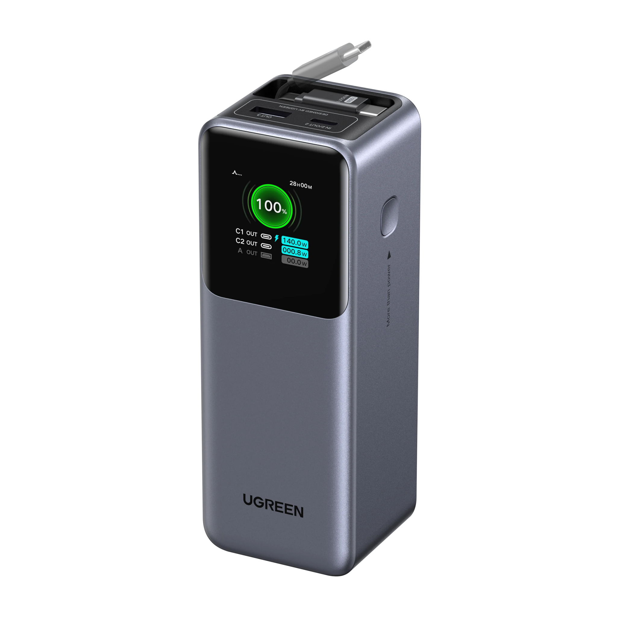 UGREEN Nexode Power Bank 20000mAh 165W with Retractable USB-C Cable