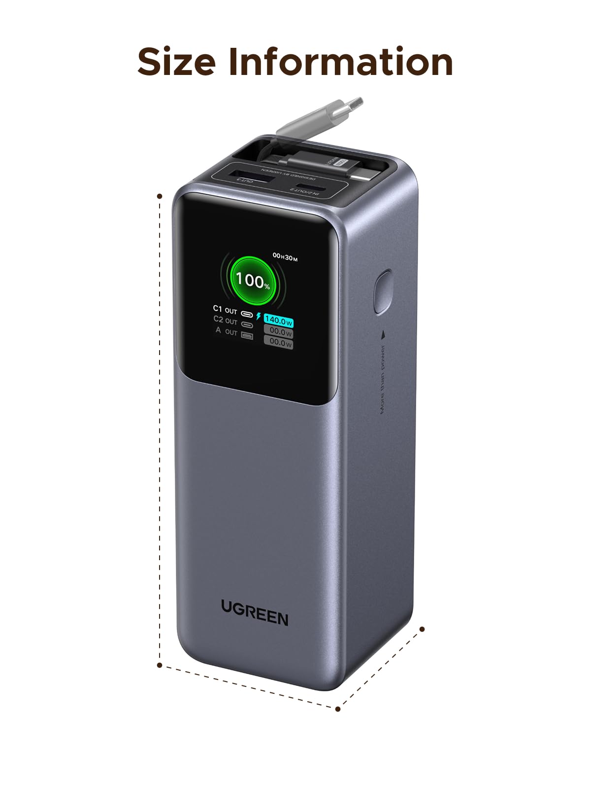 UGREEN 165W Fast Charging Power Bank - Retractable Cables | UGREEN US