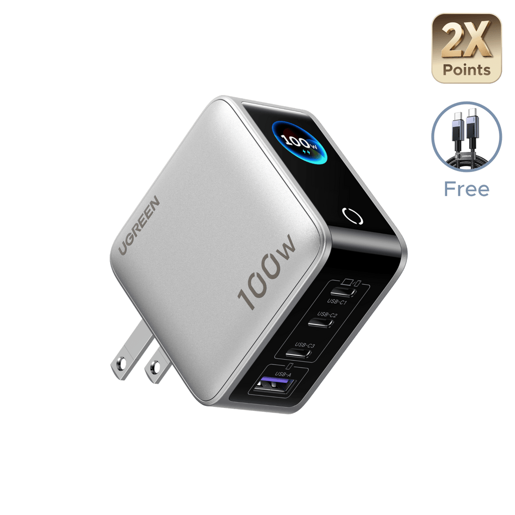 UGREEN Nexode Pro 100W 4-Port GaN Charger with Smart Display