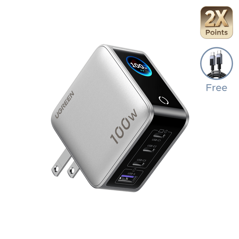 UGREEN Nexode Pro 100W 4-Port GaN Charger with Smart Display