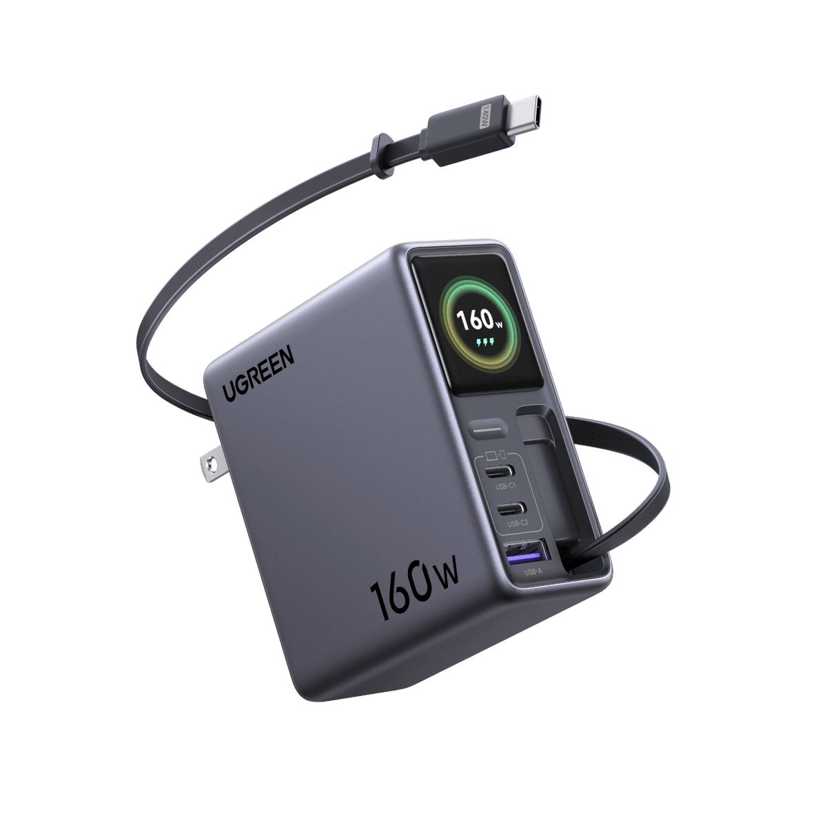 UGREEN Nexode Pro 160W Charger with Retractable USB-C Cable