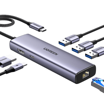 UGREEN Revodok 6 in 1 USB C Hub Gigabit Ethernet Adapter with 4K HDMI