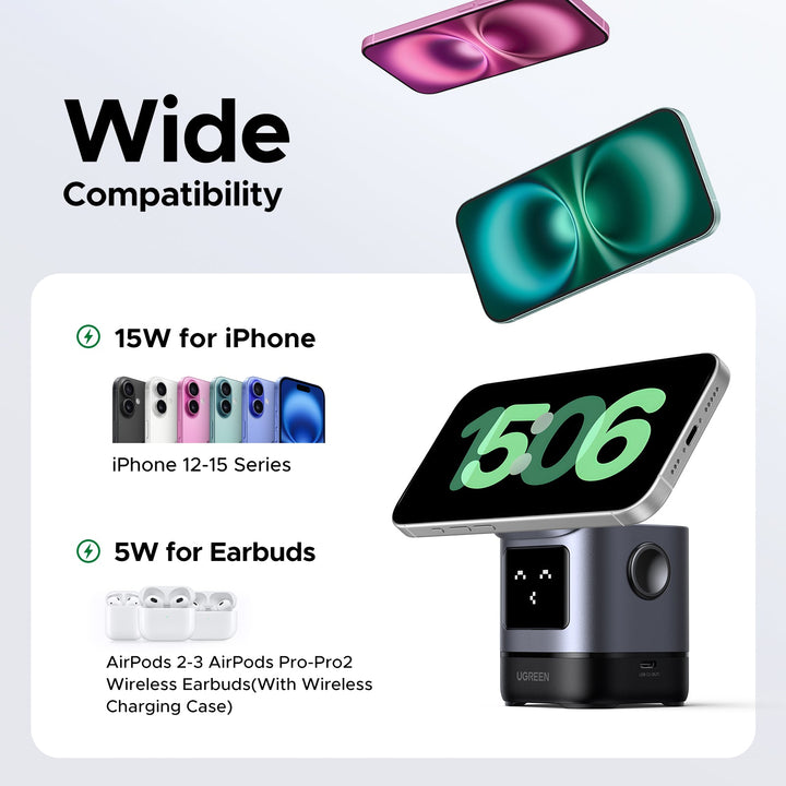UGREEN charger, UGREEN Uno 2-in-1 Magnetic Wireless Charger 15W