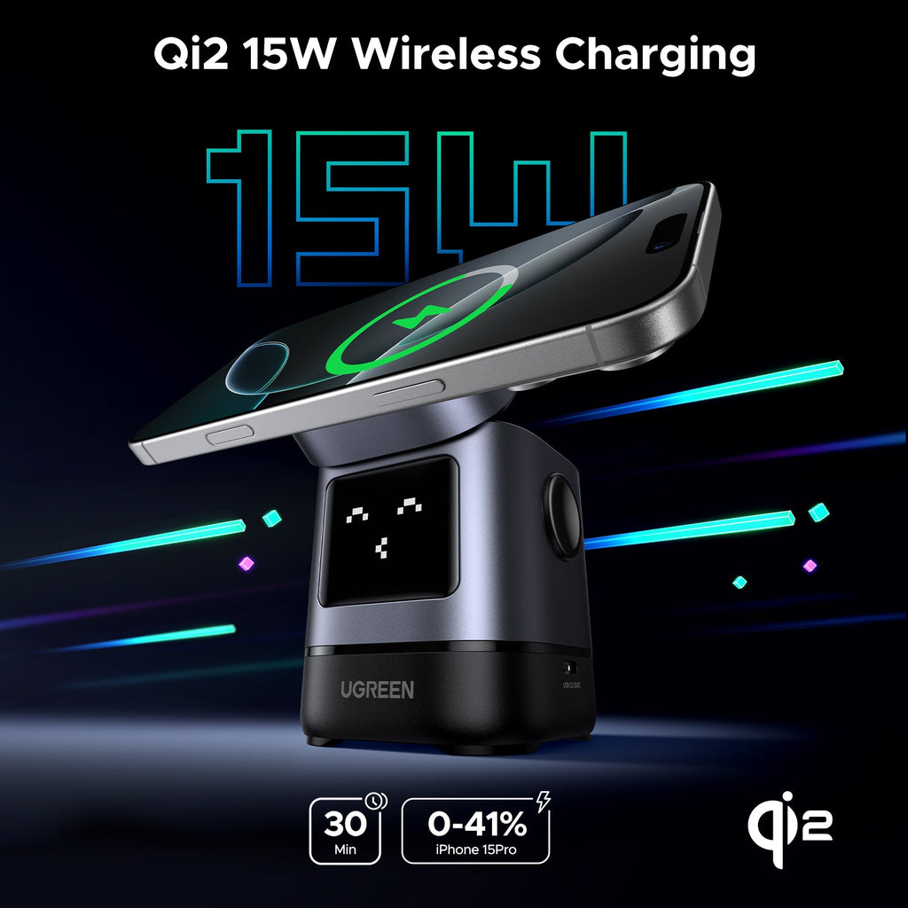 UGREEN charger, UGREEN Uno 2-in-1 Magnetic Wireless Charger 15W