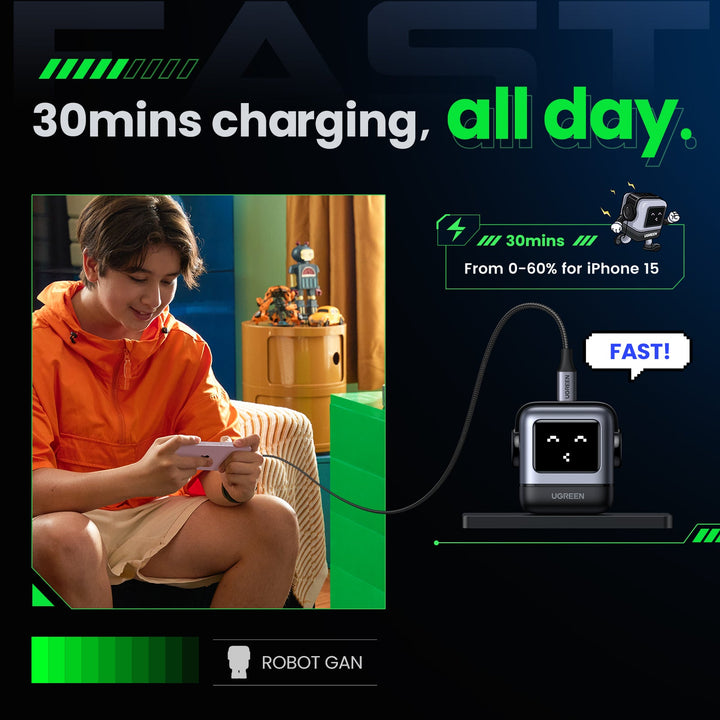 UGREEN Uno iphone charger 30min from 0-60% for iphone 15