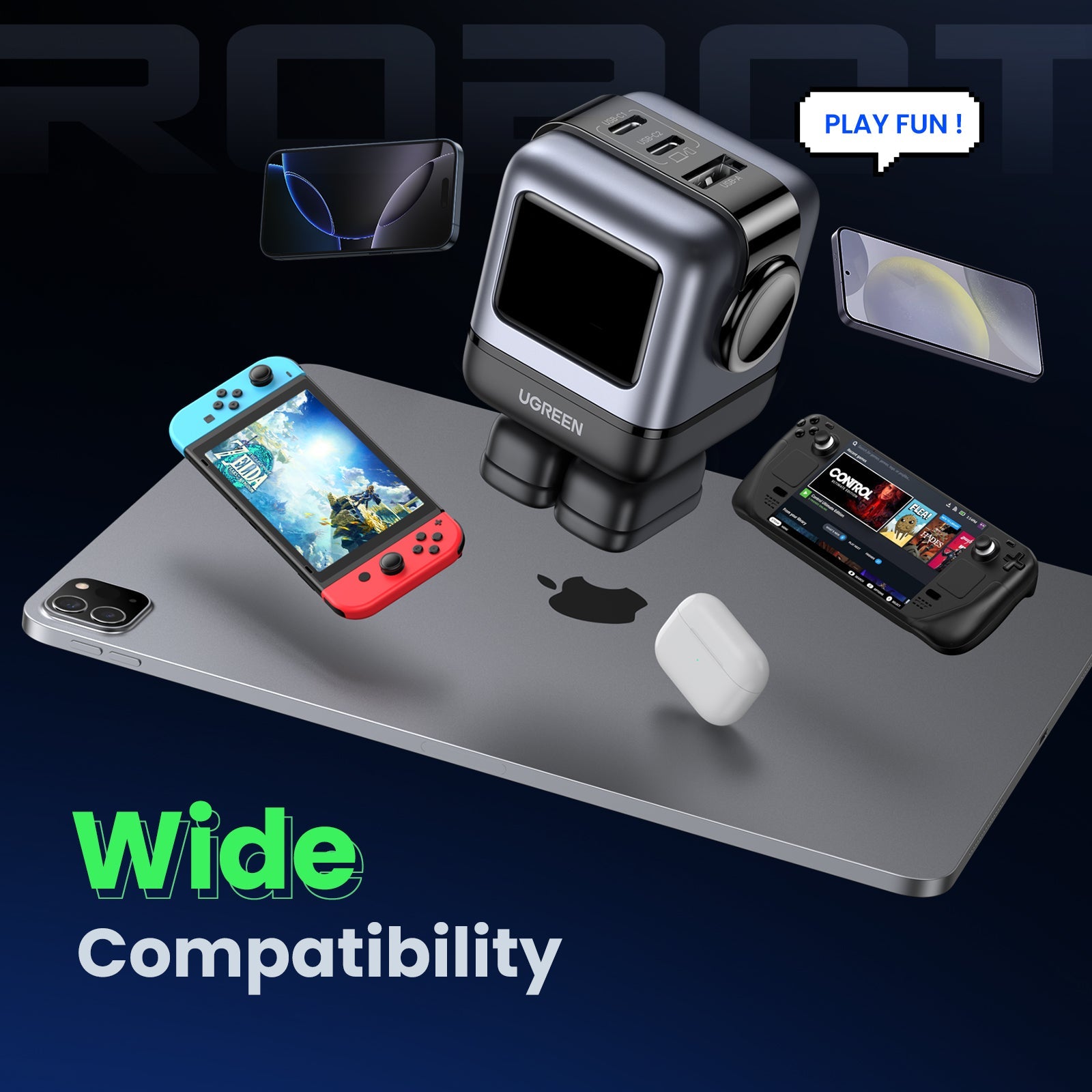 Uno 65W iphone charger compatible with multiple devices charging