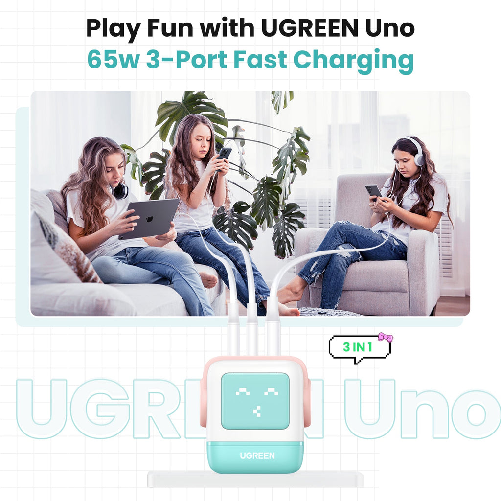 UGREEN Uno Charger 65W  (Cyan)