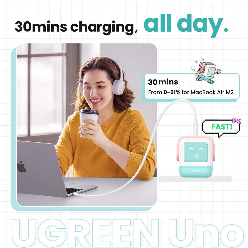 UGREEN Uno Charger 65W  (Cyan)