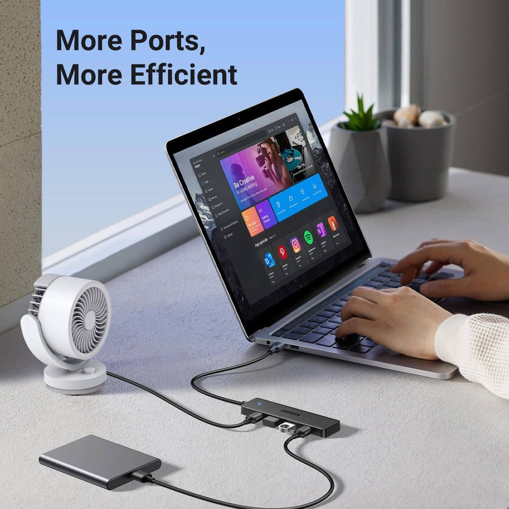 UGREEN USB 3.0 Hub, 4 Ports USB A Splitter Ultra-Slim USB Expander, 3.3 ft