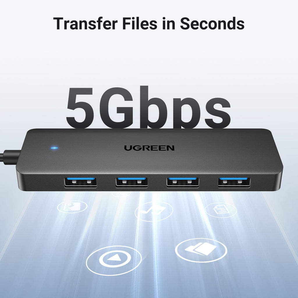 UGREEN USB 3.0 Hub, 4 Ports USB A Splitter Ultra-Slim USB Expander, 3.3 ft