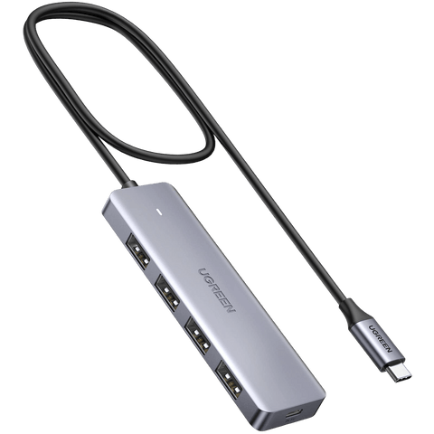 USB C Hub, 4 Ports USB 3.0 Hubverteiler USB C Auf USB Adapter Usb C Expander Hub Ultradünn Tragbarer Grau