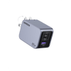 UGREEN 65w Nexode Pro iphone charger in a sleek gray color, featuring a USB-A port and two USB-C ports (USB-C1 and USB-C2)