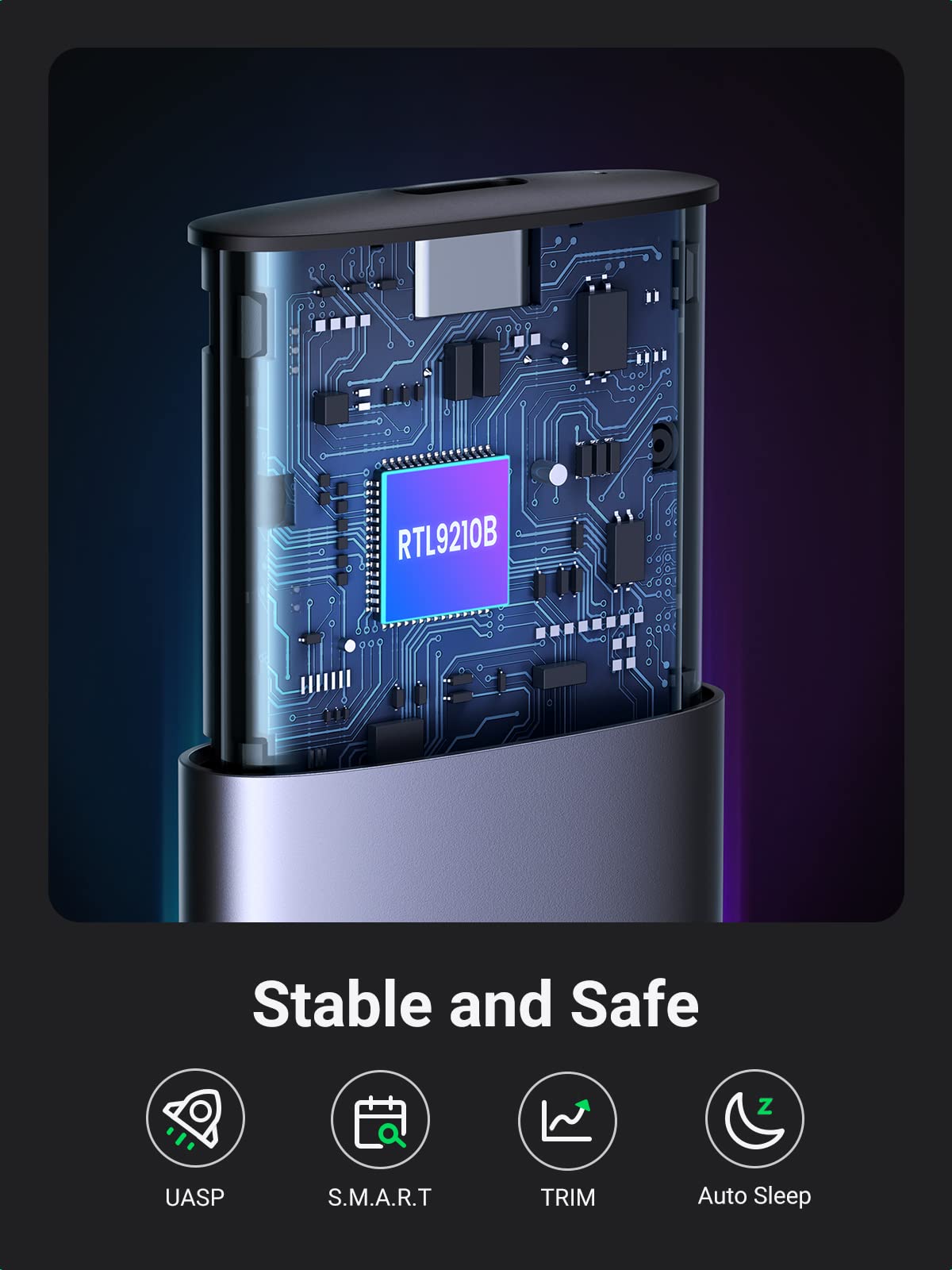 UGREEN 10Gbps M.2 NVMe SATA Enclosure - Thumbnail 3