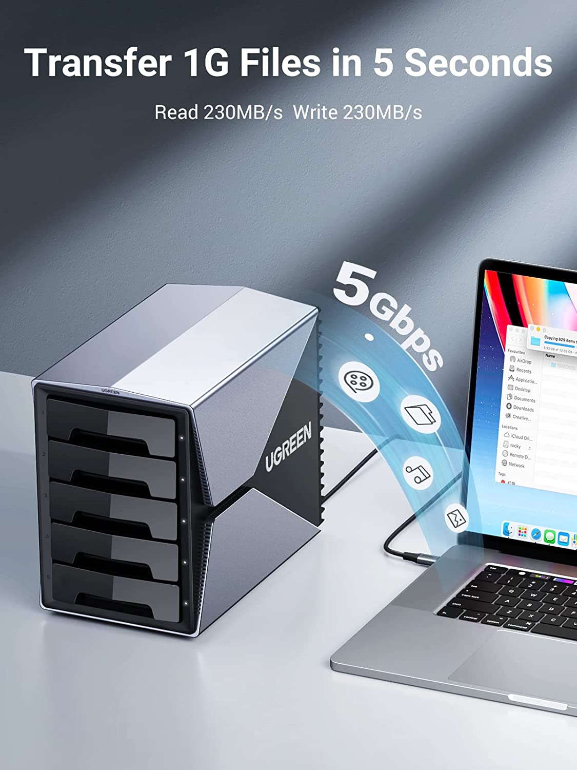 Ugreen 5 Bay RAID Enclosure USB-C to SATA HDD SSD | UGREEN US