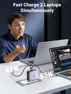 UGREEN 140W iphone charger that can fast charge two laptops simultaneously at 65W each