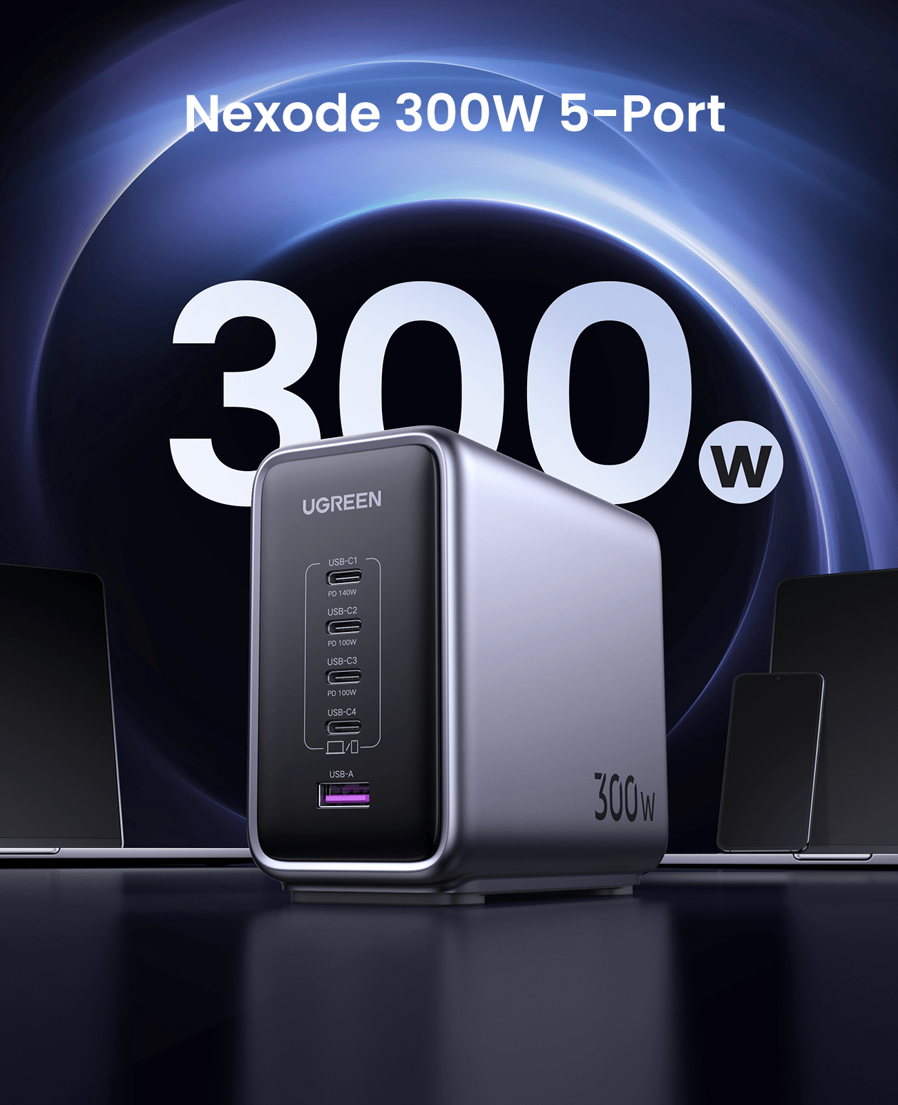 Ugreen 300W Desktop Charger - 5-Port USB-C GaN Charger – UGREEN US Ugreen 300W Desktop Charger - 5-Port USB-C GaN Charger – UGREEN US
