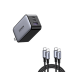 UGREEN Nexode 65W USB C GaN Charger-3 Ports Wall Charger Bundle