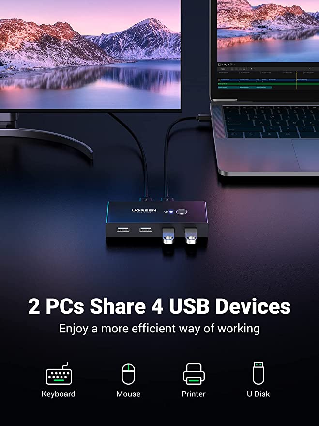UGREEN 2 In 4 Out USB 3.0 Switch with 2 Pack USB Male bles UGREEN UGREEN 2 In 4 Out USB 3.0 Switch with 2 Pack USB Male bles UGREEN