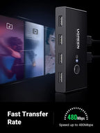 UGREEN USB 2.0 Switch 2 In 4 Output USB KVM Switch
