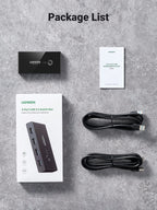 UGREEN USB 3.0 4-Port Switch With 2 Pack USB Male Cable
