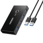 UGREEN USB 3.0 4-Port Switch With 2 Pack USB Male Cable