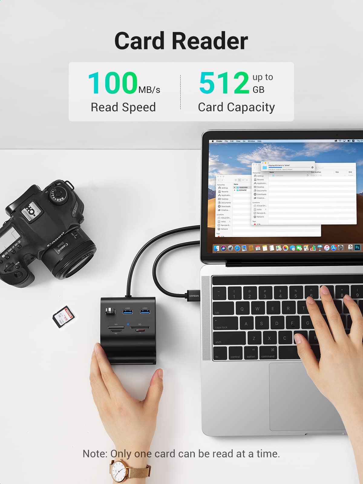 Ugreen USB 3.0 Hub Card Reader with Phone Stand