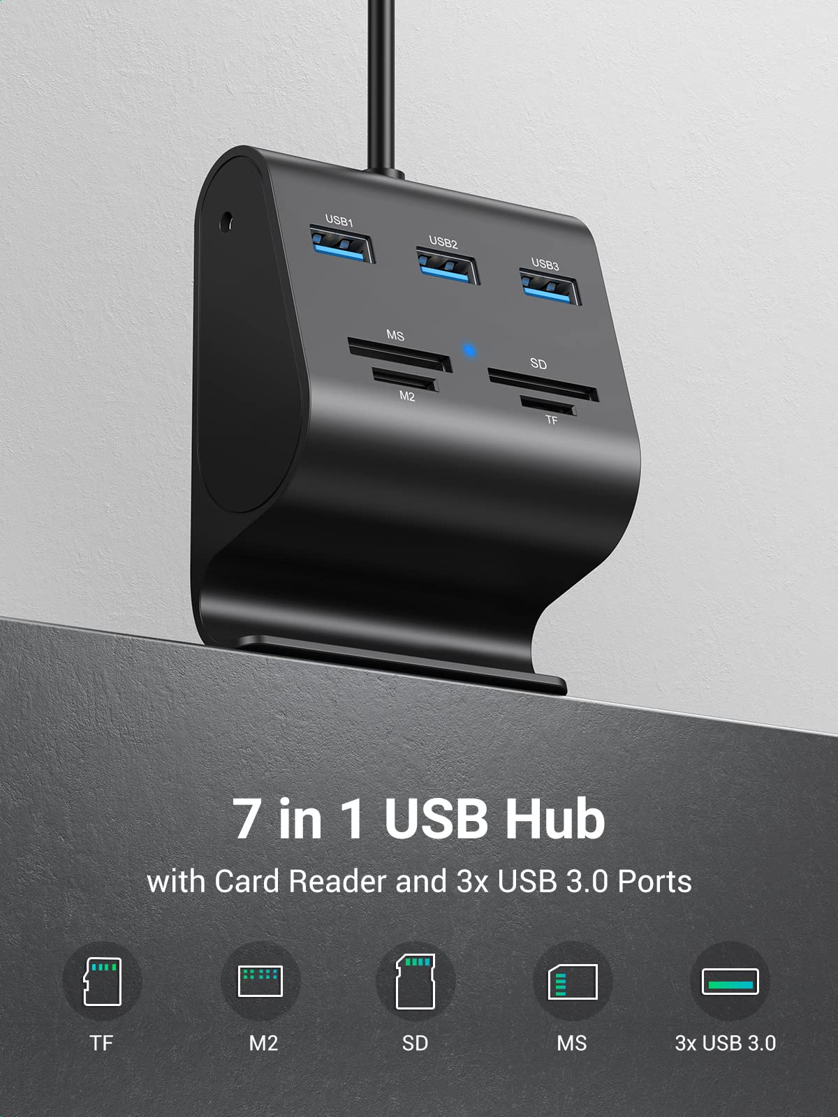 Ugreen USB 3.0 Hub Card Reader with Phone Stand
