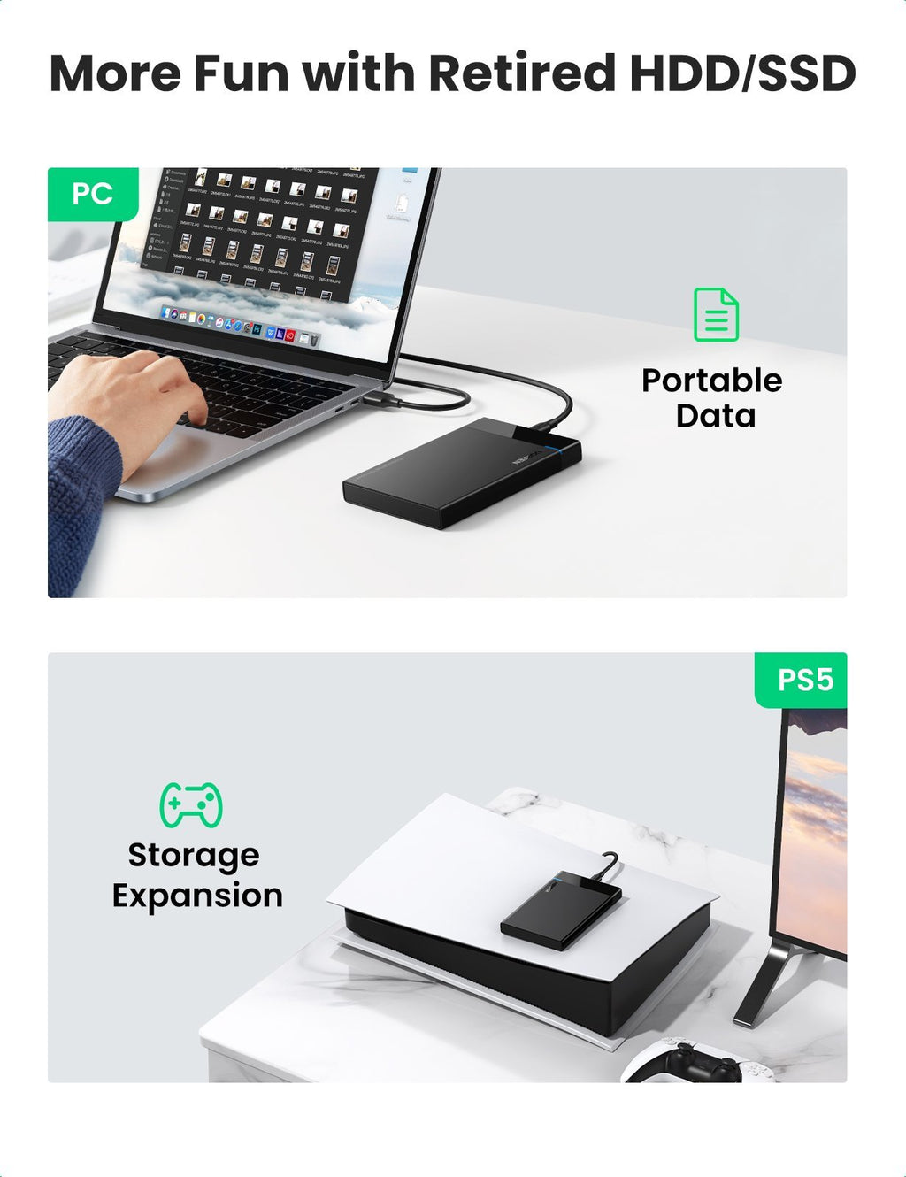 UGREEN Hard Drive Enclosure (2.5", 6Gbps, USB 3.1)