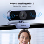 UGREEN Webcam, 1080P@30FPS Web Camera with 2 Noise Canceling Microphones, Plug and Play, Auto Light Correction, 85° View USB Video Webcam